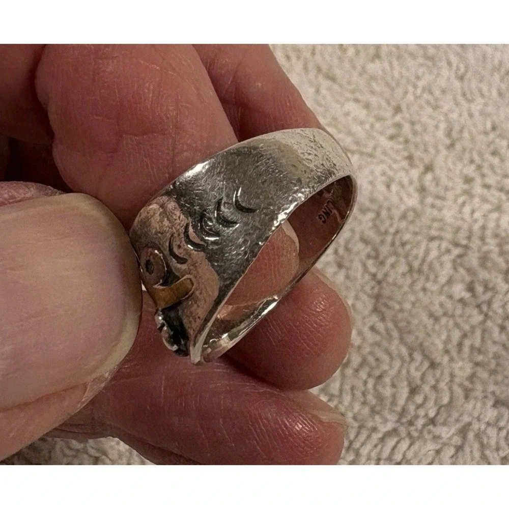 B&B Sterling 925 Artisan Steampunk Industrial Mixed Metal Ring Size 7 Vintage - Picture 3 of 10